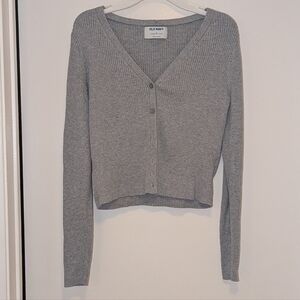 Old Navy Women's Cropped Gray Fitted Cardigan